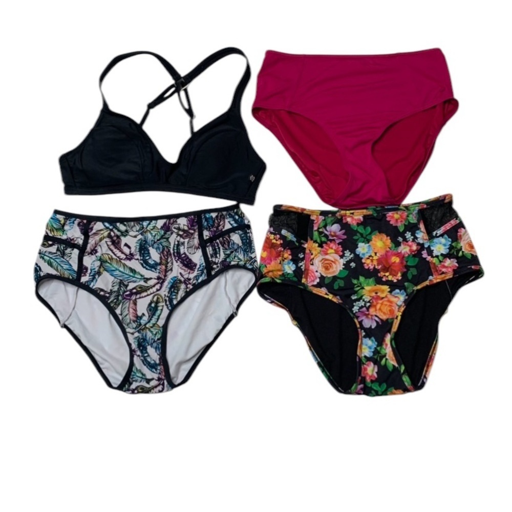 La vie en rose M Women's Swimwear Set bundle -‎ Black, Pink, Floral, Paisley